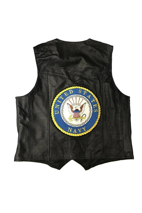 Leather Vest - Navy - 2XL
