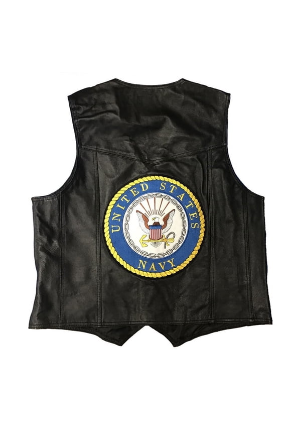 Leather Vest - Navy - L