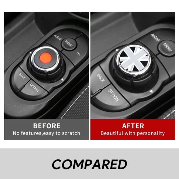 Leather Volume Multimedia Button Stickers for BMW Mini F Series Attached to Car Interior Accessories 2pcs, Gray