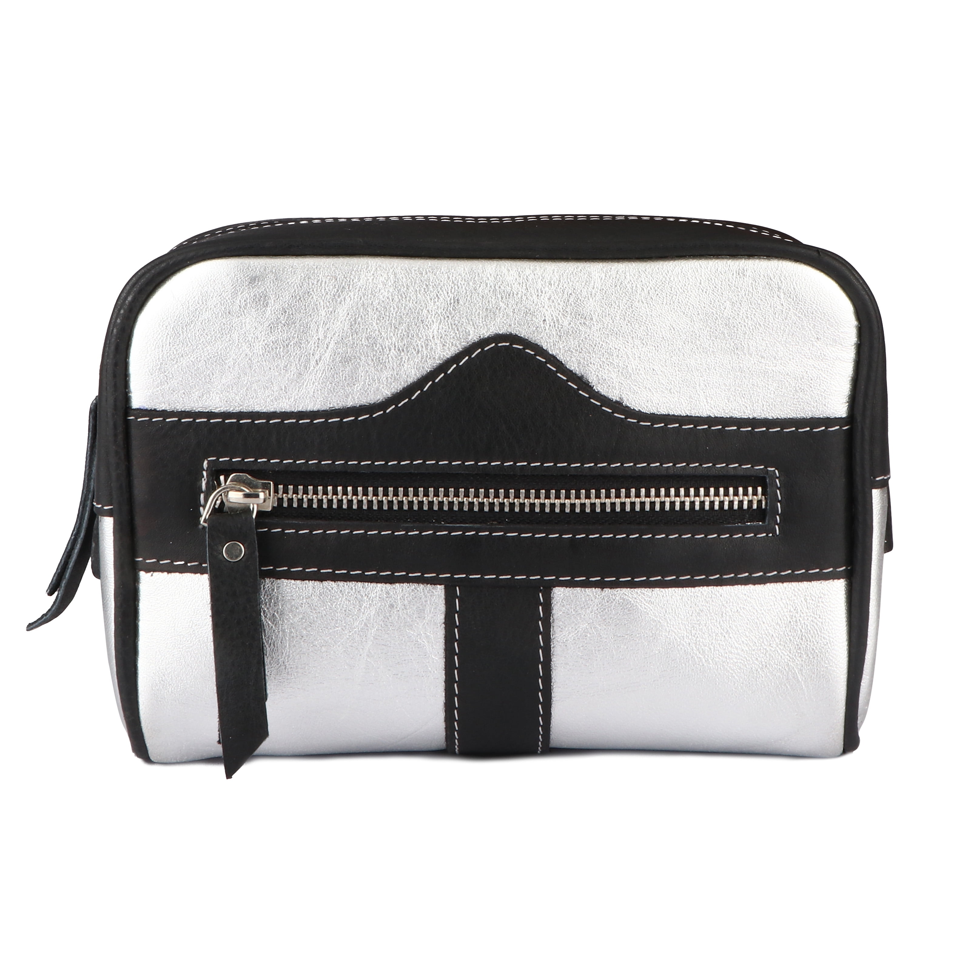 Leather Waist Belt Bag Travel Pouch Fanny Pack Silver 18BT25SL