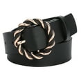 thumbnail image 1 of Leather Waist Belt,O Ring Buckle Belt,Fashion Dress Belt,Soft Smooth Faux Leather Waist Belt Classic O Ring Buckle Minimalist Solid Color Design Versatile Adjustable Belt for Dresses Suits,Black, 1 of 7