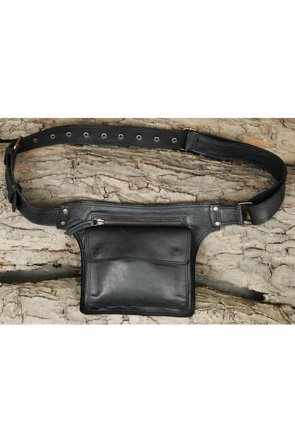 Leather Waist Belt with Multiple Pockets, Adjustable Fit 26 - 42 in, Brown, Light Brown, Dark Brown, Black, Off-White