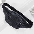 thumbnail image 1 of Leather Waist Pack for Men, Large Capacity Crossbody Chest Bag with 7 Pockets, Durable PU Organizer for Phone, Keys, Sports, Travel, Outdoor, Daily Commute, 1 of 6