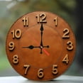 thumbnail image 1 of Leather Wall Clock Roman Numerals Home Decor 10-Inch Silent Wooden Wall Clock, Battery Operated (AA Batteries Not Included), Artistic Home Decor, 1 of 7