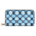 thumbnail image 1 of Leather Wallet 8 X 4.3 In Comfortable Light Waterproof And Durable Zipper Design Easy To Carry Argyle Plaid Lightskyblue_49288_2, 1 of 8