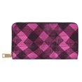 thumbnail image 1 of Leather Wallet 8 X 4.3 In Comfortable Light Waterproof And Durable Zipper Design Easy To Carry Argyle Plaid Magenta_2, 1 of 8