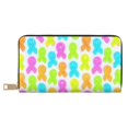 thumbnail image 1 of Leather Wallet 8 X 4.3 In Comfortable Light Waterproof And Durable Zipper Design Easy To Carry Cancer Awareness Ribbon Pattern - Neon Vibrance, 1 of 8