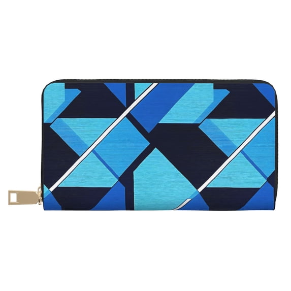 Leather Wallet 8 X 4.3 In Comfortable Light Waterproof And Durable Zipper Design Easy To Carry Darkgray Geometric Patterns_1