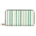 thumbnail image 1 of Leather Wallet 8 X 4.3 In Comfortable Light Waterproof And Durable Zipper Design Easy To Carry Lightgreen Stripe_18292_1, 1 of 8