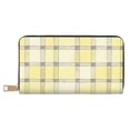 thumbnail image 1 of Leather Wallet 8 X 4.3 In Comfortable Light Waterproof And Durable Zipper Design Easy To Carry Lightyellow Checked Hand-Drawn Sketch_1, 1 of 8