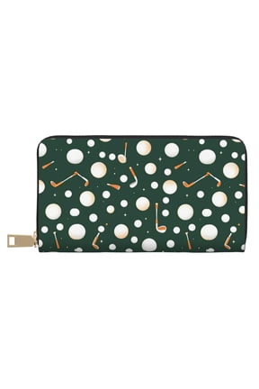 Leather Wallet 8 X 4.3 In Comfortable Light Waterproof And Durable Zipper Design Easy To Carry Smoothly Seamless Golf Pattern
