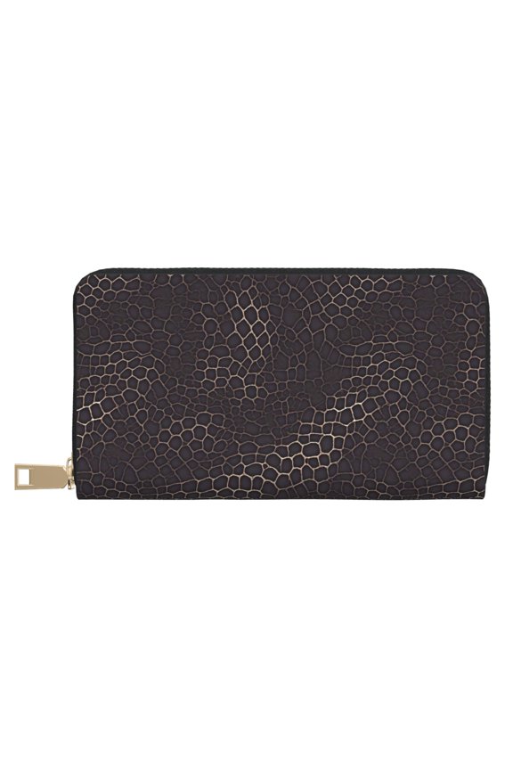 Leather Wallet 8 X 4.3 In Comfortable Light Waterproof And Durable Zipper Design Easy To Carry Snake Skin Print Style Darkgray_4