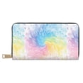 thumbnail image 1 of Leather Wallet 8 X 4.3 In Comfortable Light Waterproof And Durable Zipper Design Easy To Carry White Tie-Dye Background Rainbow Colors_2, 1 of 8
