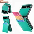 thumbnail image 1 of Leather Wallet Case for Motorola Razr 2023/40, Luxury PU Protective Phone Case with Card Holder, Kickstand, Green, 1 of 14
