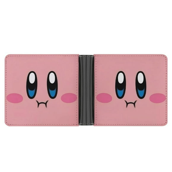 Leather Wallet Cute Kawaii Anime Cool Cartoon Kirby Fun Purse Credit ID Card Slim Bifold Small Coin Purses Minimalist Wallet