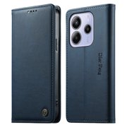 Leather Wallet Flip Case for [Xiaomi Redmi Note 14 4G], RFID Blocking, Card Slots & Stand Blue