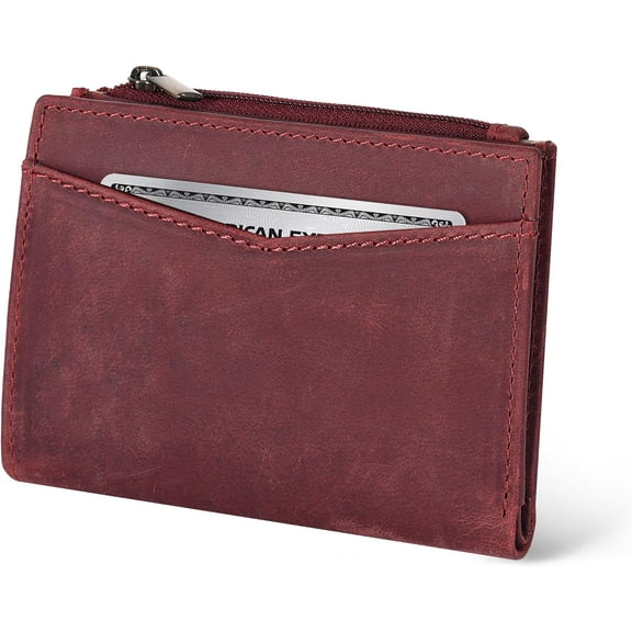 Leather Wallet For Women - Small RFID  Purse Credit Card & ID Holder for Ladies,  for Women's, Bifold Wallets (Crazy Horse Red)