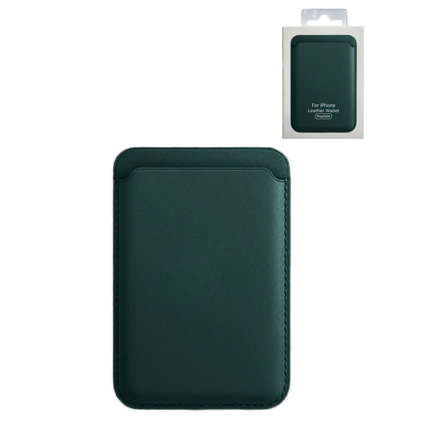 Leather Wallet Holder with Magnetic Mount - Green