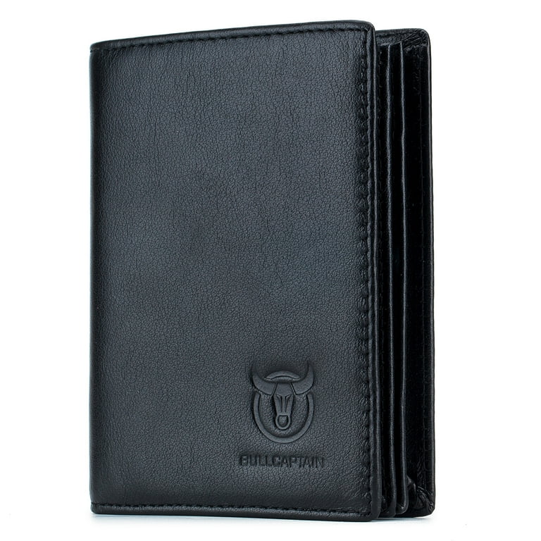 Bull Captain Leather Wallet Large Capacity Wallet Credit Card Holder for Men with 15 Card Slots, Men's, Black