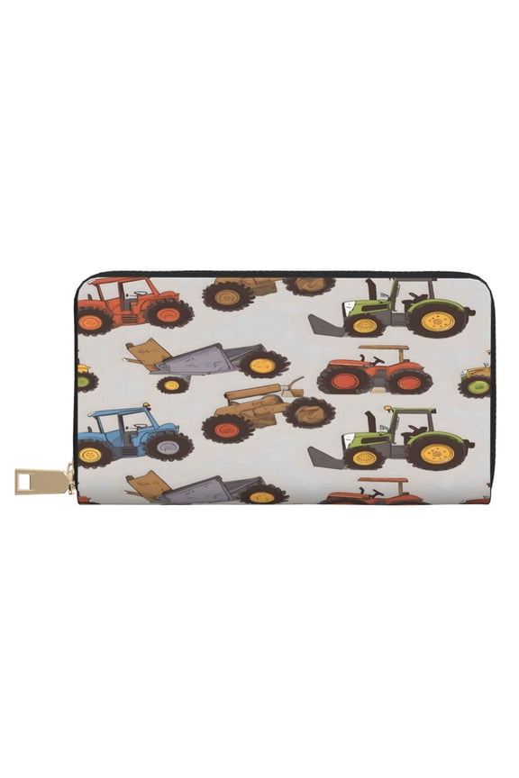 Leather Wallet Long Pu Leather Slim Lightweight Waterproof Large Capacity 12 Card Slots 3 Cash Pockets Coin Compartment For Women Girls Tractor-Trailer Truck
