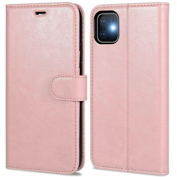 Leather Wallet Magnetic Flip Case with Strap and Picture Slot (Rose Gold) Cover For iPhone X