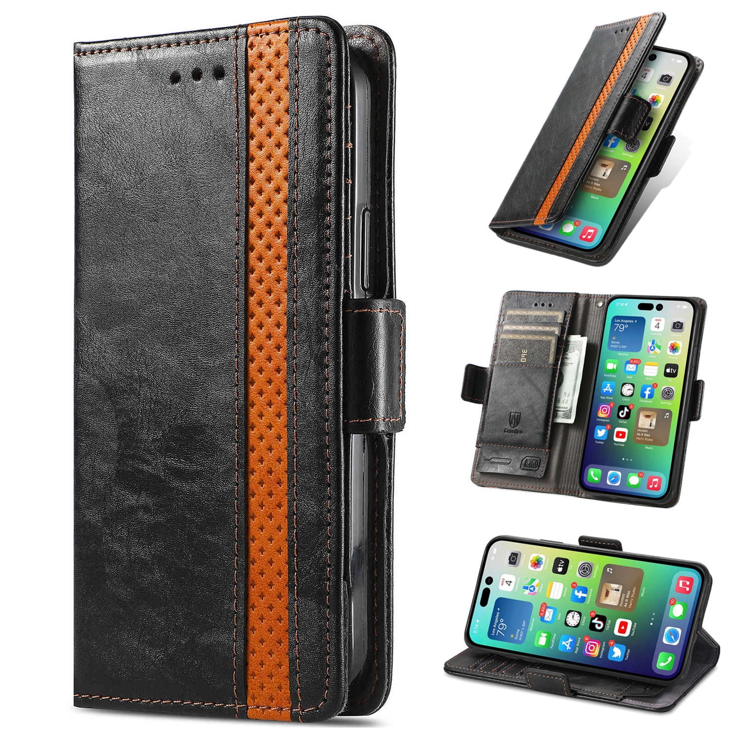 Leather Wallet Phone Case For Xiaomi Poco F6 Pro C55 C65 C50 F5 Pro M6 Pro Poco X5 Pro X4 M5 F4 F3 Quality Leather Phone Case With Card Holder Zipper