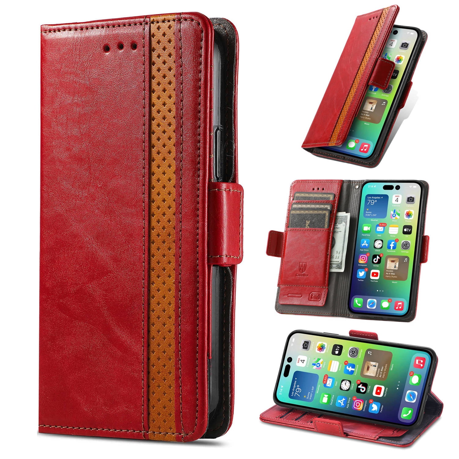 Leather Wallet Phone Case For Xiaomi Poco F6 Pro C55 C65 C50 F5 Pro M6 Pro Poco X5 Pro X4 M5 F4 F3 Quality Leather Phone Case With Card Holder Zipper