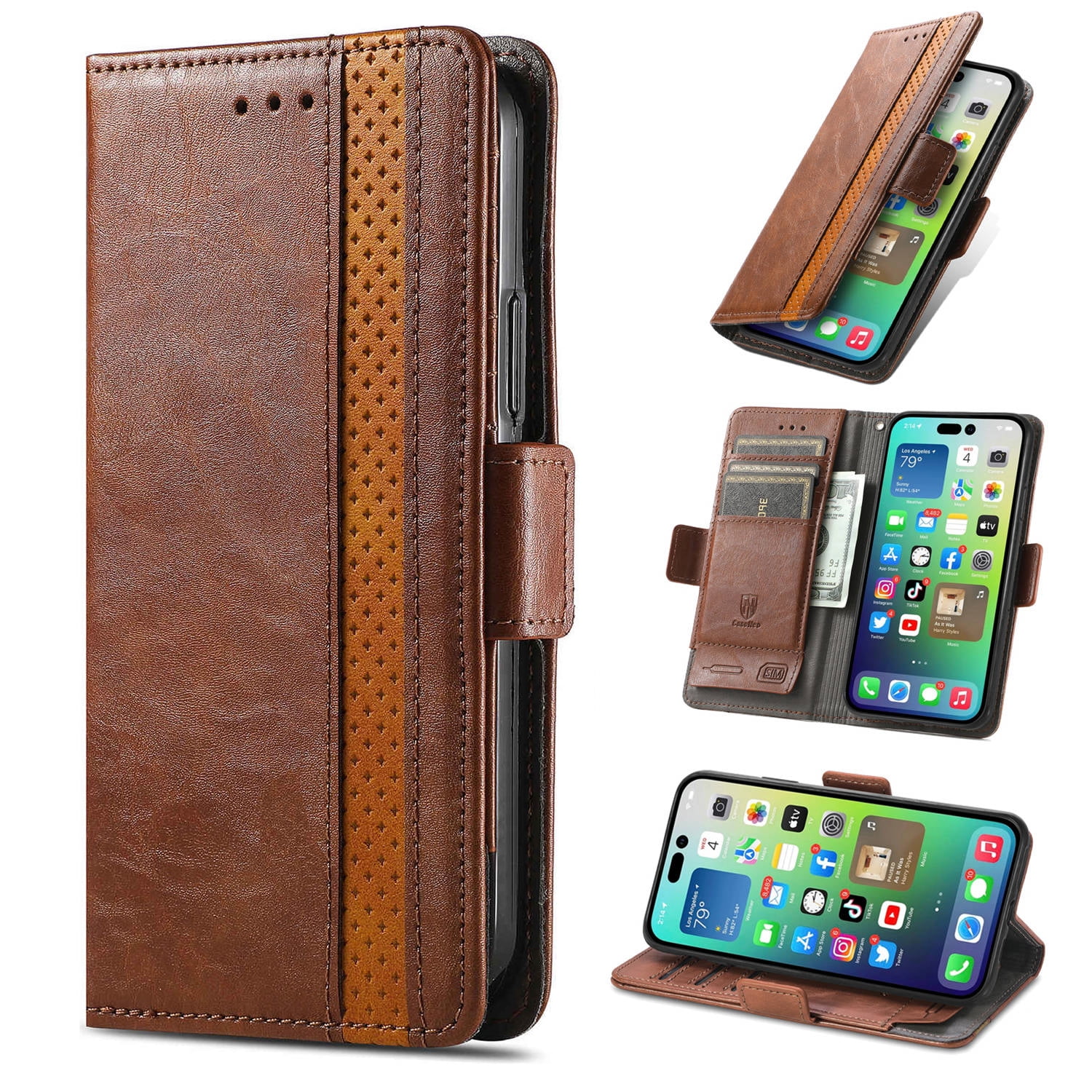 Leather Wallet Phone Case For Xiaomi Poco F6 Pro C55 C65 C50 F5 Pro M6 Pro Poco X5 Pro X4 M5 F4 F3 Quality Leather Phone Case With Card Holder Zipper