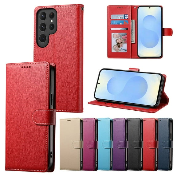 Leather Wallet Phone Case For Samsung Galaxy S25 Ultra S25Plus S24Ultra S24Plus S24FE S23 Ultra S23FE S22 S21 FE S20 Ultra Phone Case Wallet Case Leather Phone Cover Card Zipper