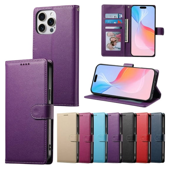 Leather Wallet Phone Case For iPhone 16 Pro Max 16Plus 16E 15 Pro Max 15Plus 14ProMax 14 Plus 13 Pro Max 12 Pro Max 11 Xs Max XR 6 7 8 Plus Phone Case Wallet Case Leather Phone Cover Card Zipper