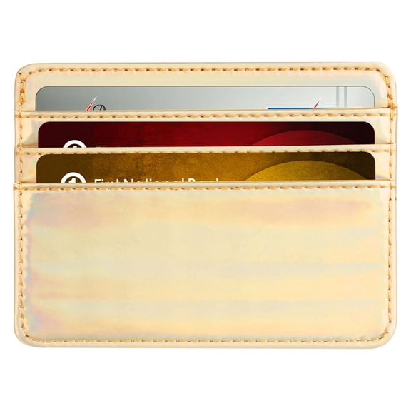 Leather Wallet, Rfids Blocking Minimalist Card Holder, Card Slots & 1 Pocket, Front Pocket Wallets for Men & Women