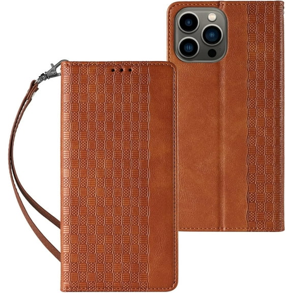 Leather Wallet Stand Phone Case with Ring for Samsung Galaxy Z Flip 4/3 / 2/1, Double Layer Card Holder Business Back Cover, Lychee Pattern Bracket Shell(Orange,Z Flip 4)