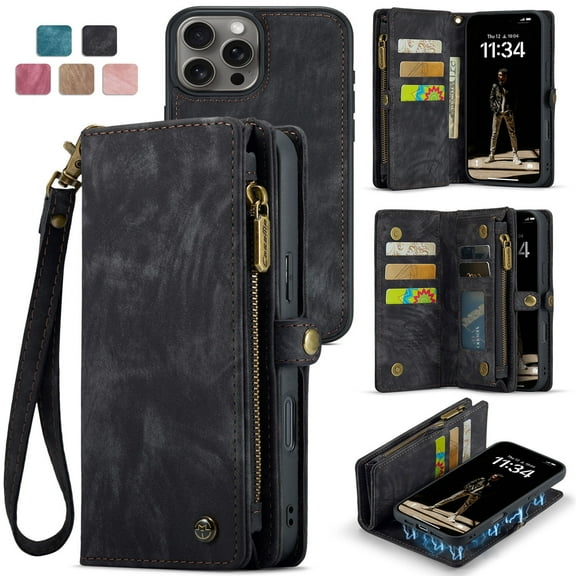 Leather Wallet With Card Holder Zipper Phone Case For iPhone 16 Pro Max 16Plus High Quality Leather Phone Case