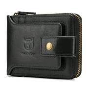 Leather Wallet,Zipper Wallet Men Leather Zipper Wallet Men Purse Pouch Wallet Men Purse Hxber Fapao Black