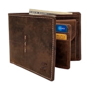 Leather Wallet for Men, Credit ID Cards Money Holder RFID Blocking Bi-Fold Vintage Wallet with Gift Box by Rustic Town, Brown