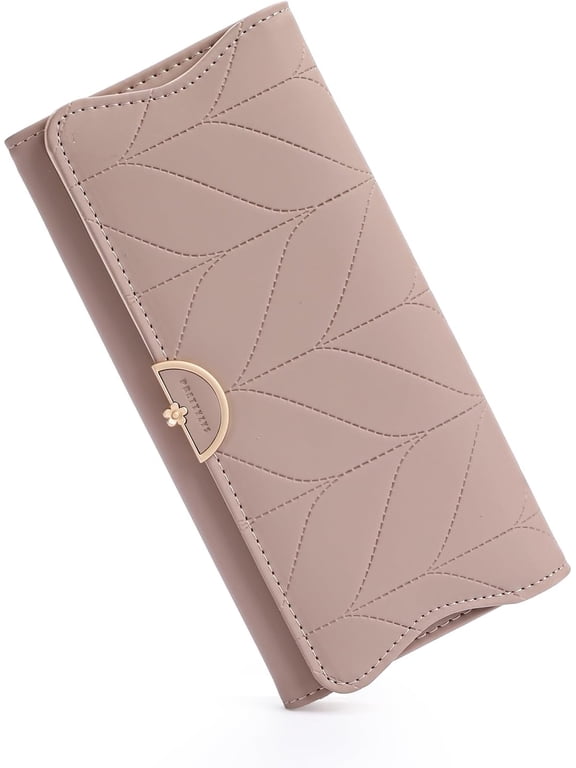 Leather Wallet for Women Trifold Womens' RFID Blocking Wallet Card Holder Purse Clutch with Zipper Coin Pocket,Light Green