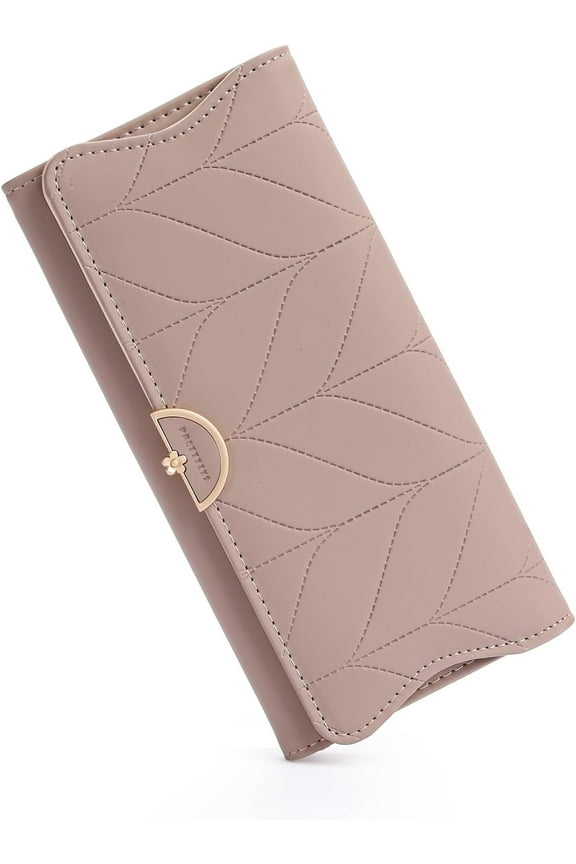 Leather Wallet for Women Trifold Womens' RFID Blocking Wallet Card Holder Purse Clutch with Zipper Coin Pocket,Light Green