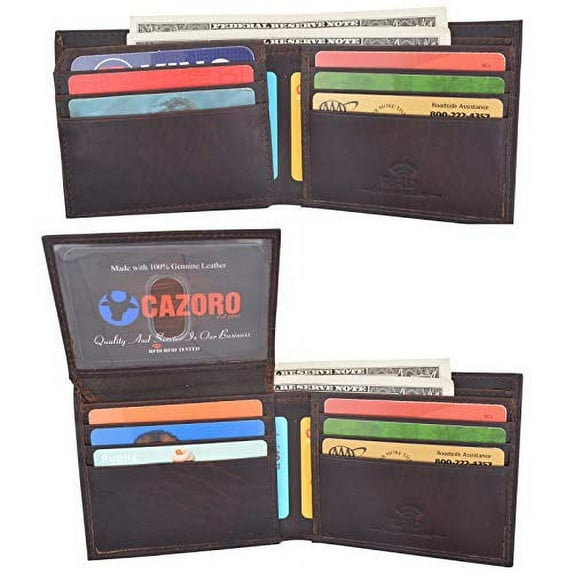 Leather Wallets for Men RFID Wallet Quality Hunter Leathers ID License Billfold Brown