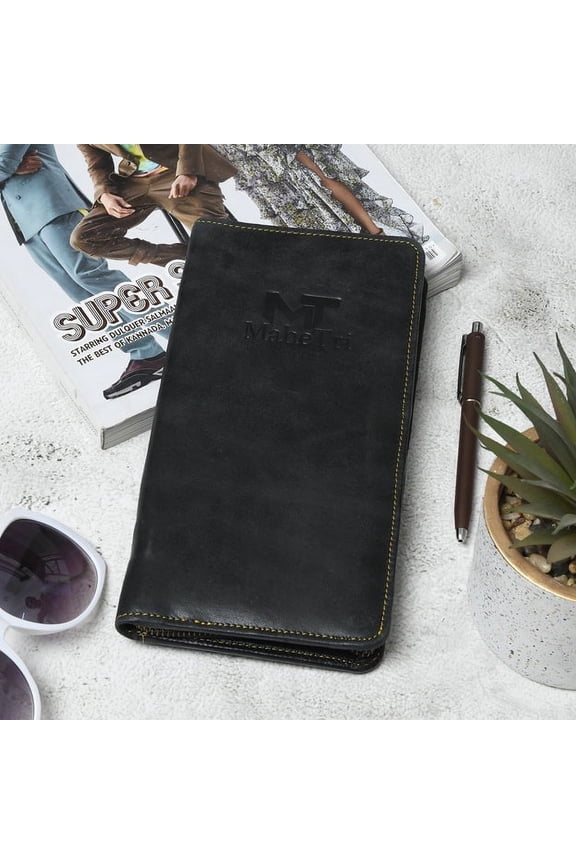 Leather Wallets for Women Wristlet Purse Credit Card Holder Black