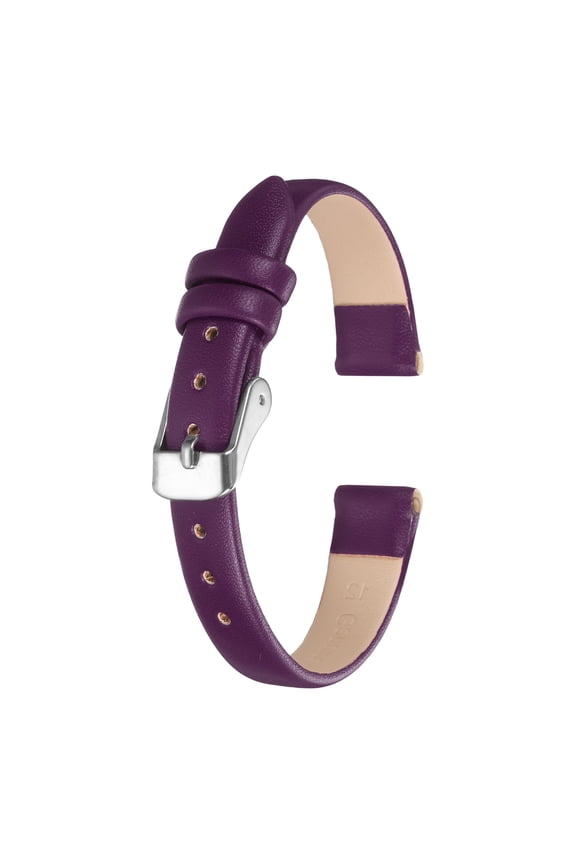 Leather Watch Band 14mm Soft Genuine Leather Watch Straps Quick Release Flexible Replacement Strap Silver Buckle with 3pcs Spring Bar Pins for Men Women, Purple
