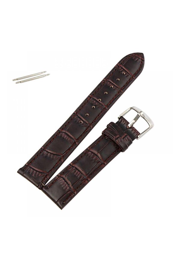 Leather Watch Band Alligator Grain Calfskin Replacement Strap Stainless Steel Buckle Bracelet for Men Women,18mm 20mm 22mm 24mm Brown
