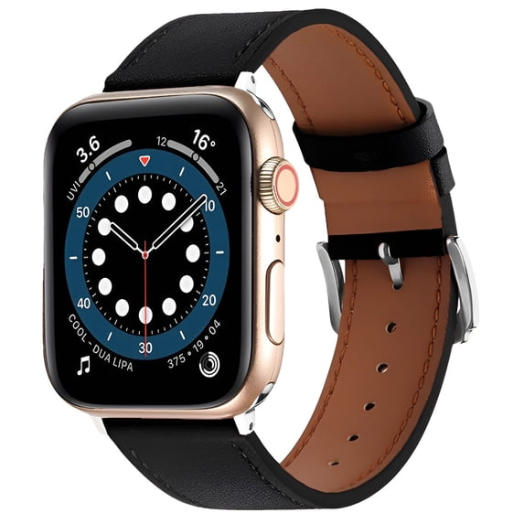 Leather Watch Band Compatible with iWatch Band 42mm up to 49mm – Black