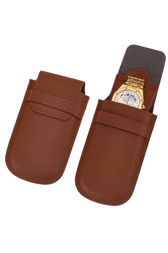 Leather Watch Pouch Portable Single Watch Travel Case 15x8.1x2.45cm Luxury Storage Gift Bag for Jewlery Wristwatch Organizer Men Women