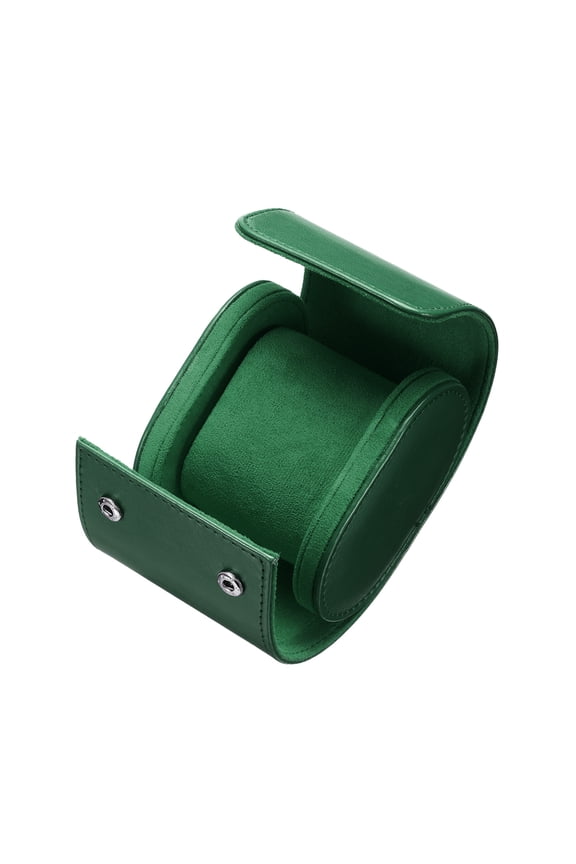 Leather Watch Travel Case Single Watch Box for Men Women Watch Holding, 1 Slot, Green