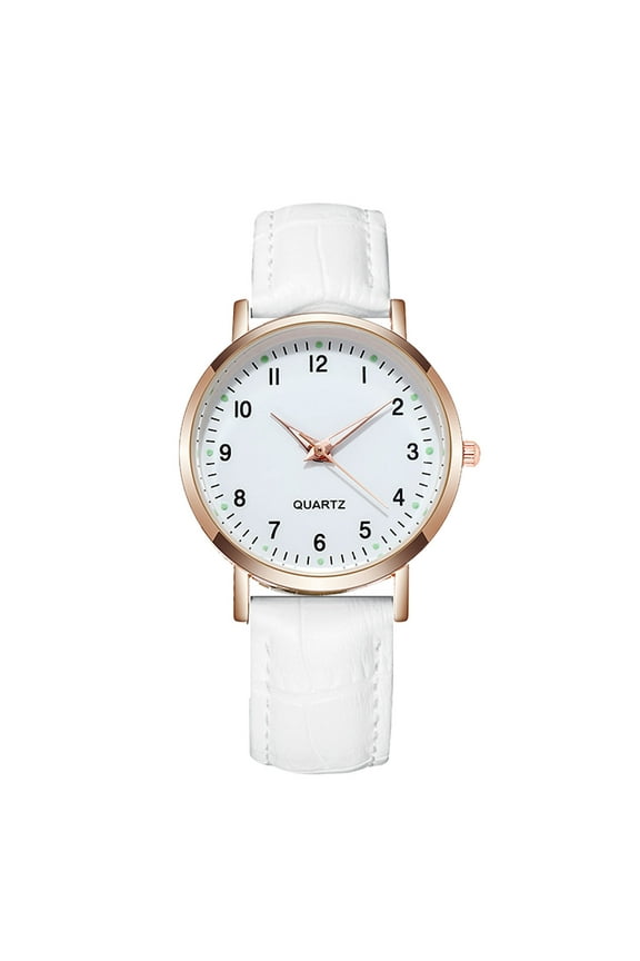 Leather Watch,Women's Wrist Watches,Faint Luminous Quartz Watches For Women With Pattern Leather Watchband Casual Brief Bracelet Watch Wonderful Gift,Leather Watch Minimalist Gift(White)
