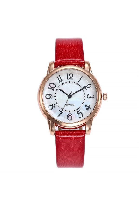 Leather Watch,Women's Wrist Watches,Womens Ladies Classic Simple Leather Analog Quartz Wrist Watch Rose Gold Case Arabic Numerals Casual Dress Watches,Women's Casual Quartz Leather Newv(Red)