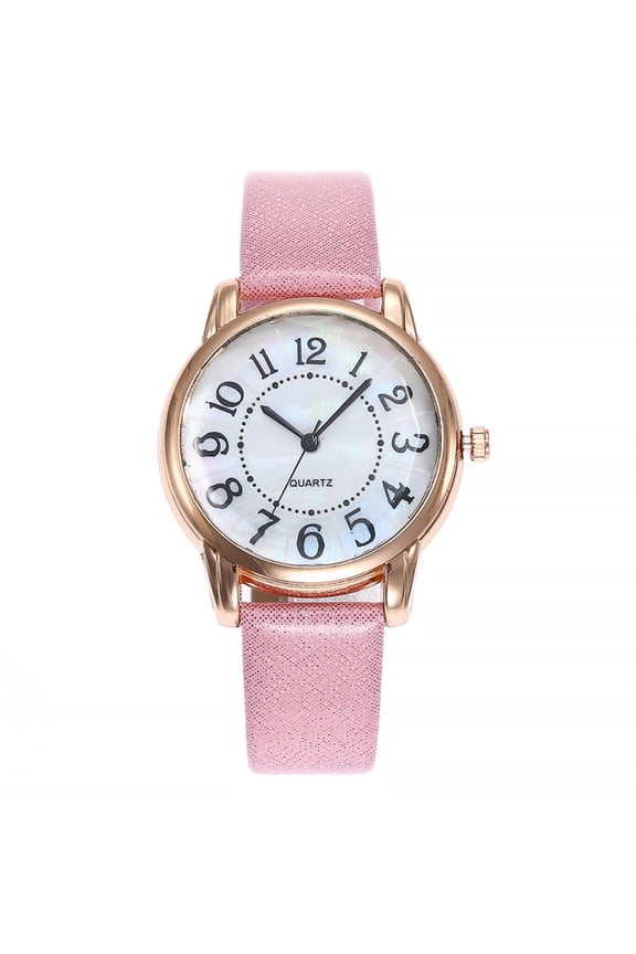 Leather Watch,Women's Wrist Watches,Womens Ladies Classic Simple Leather Analog Quartz Wrist Watch Rose Gold Case Arabic Numerals Casual Dress Watches,Women's Casual Quartz Leather Newv(Pink)