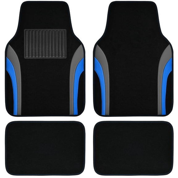 Leather Waterproof Sporty Car Floor Mats Carpet,Universal Automotive Floor Mat Fit for Sedans, Cars, Mid Trucks, Vans, SUV, Set of 4 (Black and Gray)