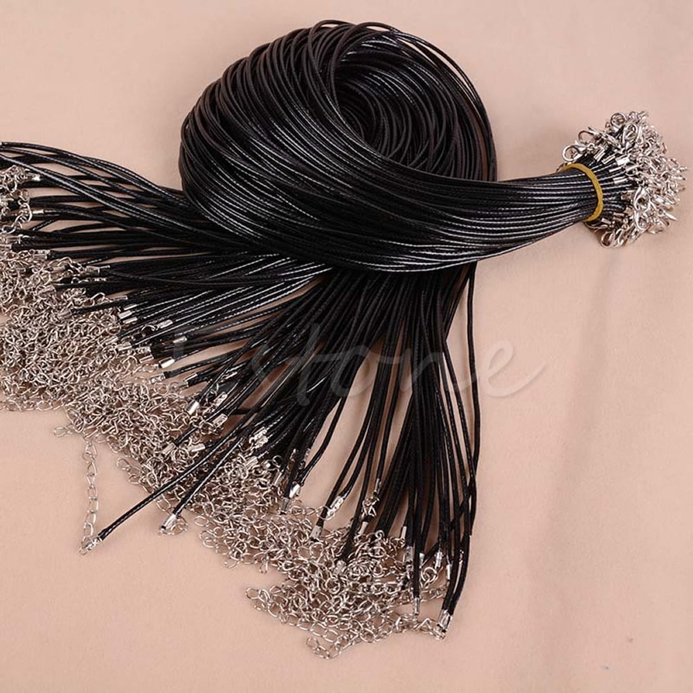 Leather Rope Chain Leather Wax Rope Cord Necklace with Lobster Clasp 18'' Clasp Chain DIY ...