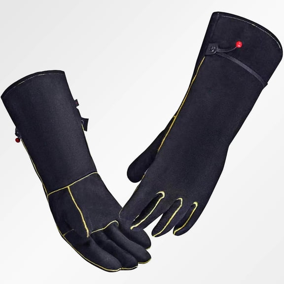 Leather Welding Gloves, Heat Resistant Fire Long Sleeve Gloves for Tig Mig Stick BBQ Fireplace Animal Handling